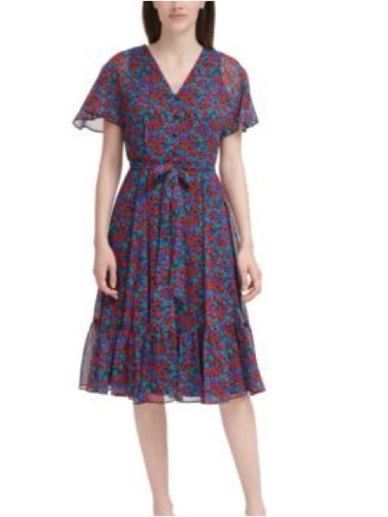 Calvin Klein Dresses & Skirts - Calvin Klein Flutter Sleeve Midi Ditsy Floral Dress NWT Size 4